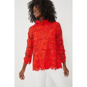 TUCKERNUCK Red Guipure Lace Faye Blouse Size XS NWT Retail $248 Tuckernuck